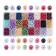 Glasperler - voksperler. Perlesæt. 6 mm. 24 farver. 1600 stk.